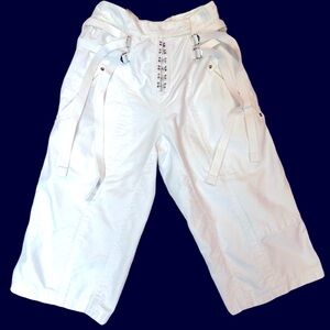 LOUIS VUITTON Paris Rare White Denim Capri Long Shorts Pedal Pushers Jorts Pants